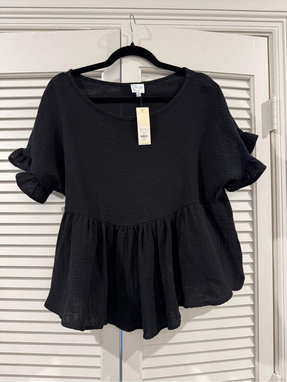 Francesca's Collections Black Ruffle Peplum Blouse